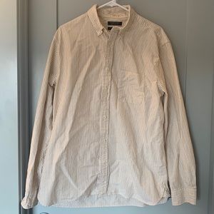 Banana Republic Yellow and White Striped Button Down Shirt Size Large EUC